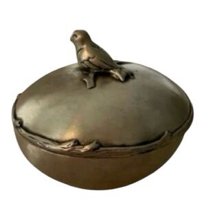 Handmade Basic Spirit small pewter trinket box with a bird on the top